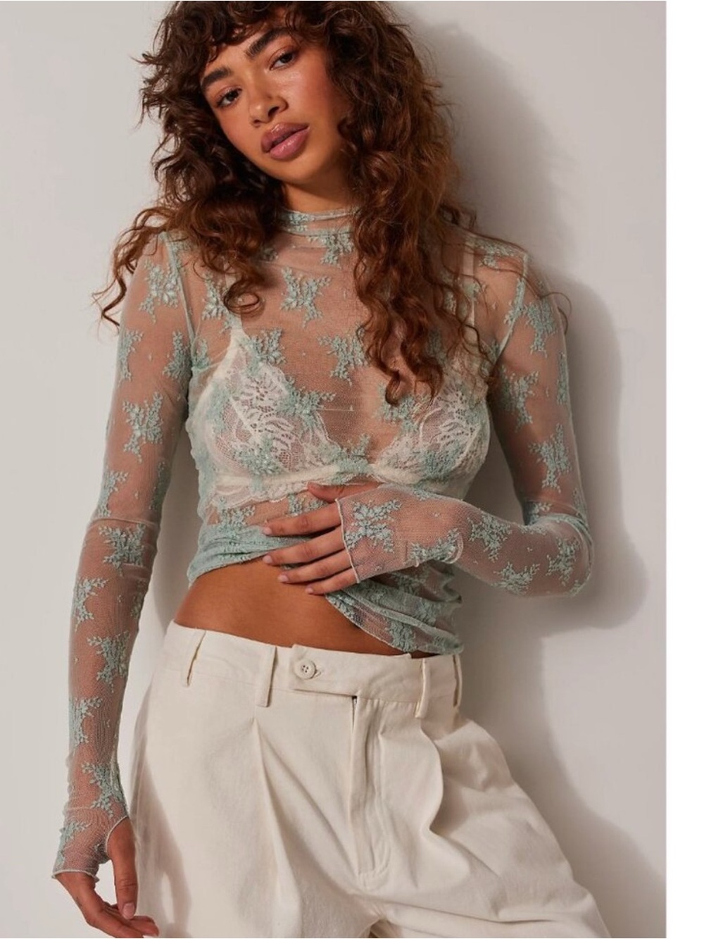 Intimately Free People Size Small Light Blue Lady Luxe Layering Long Sleeve Top
